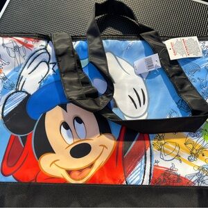 DISNEY PARKS INK & PAINT MICKEY MOUSE LARGE ZIPPER TOTE BAG